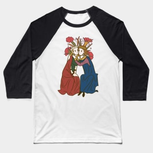 Cute Medieval Couple Illustration Baseball T-Shirt